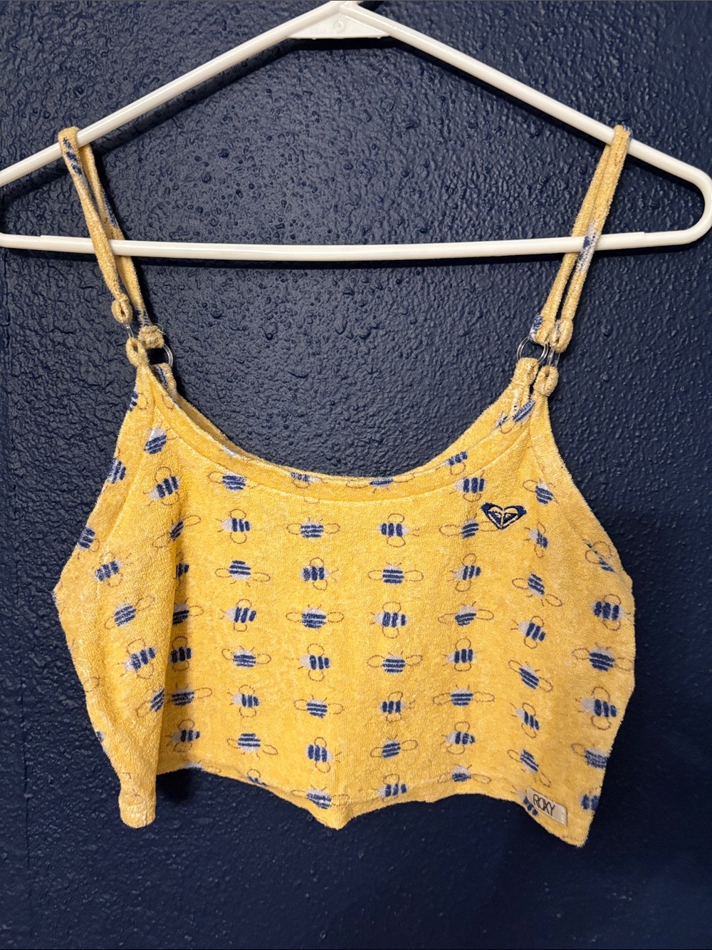 Ultra Rare Roxy Yellow Terry Bee-Print Tank Top - Picture 1 of 4